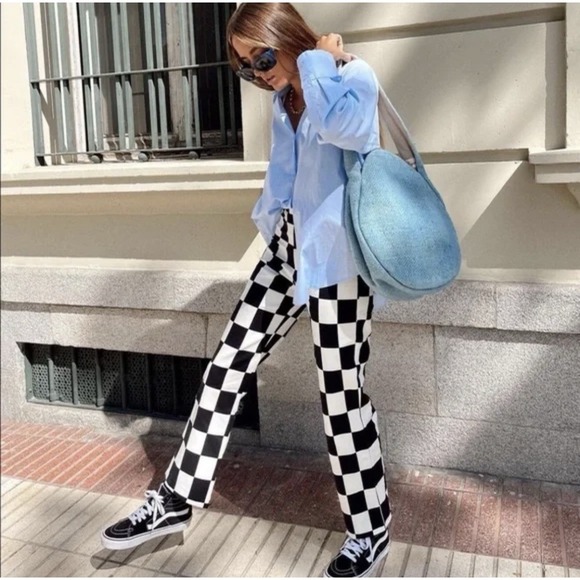 NWT's Zara Classic Checkered Pants  Trousers SZ S - Picture 2 of 7